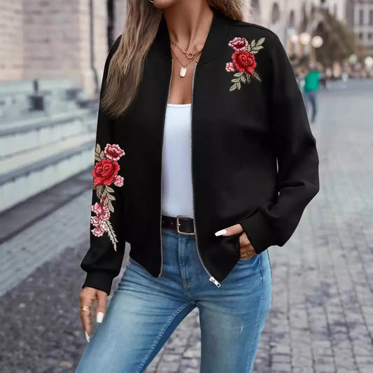 Women's Simple Printed Full-zip Cardigan Coat